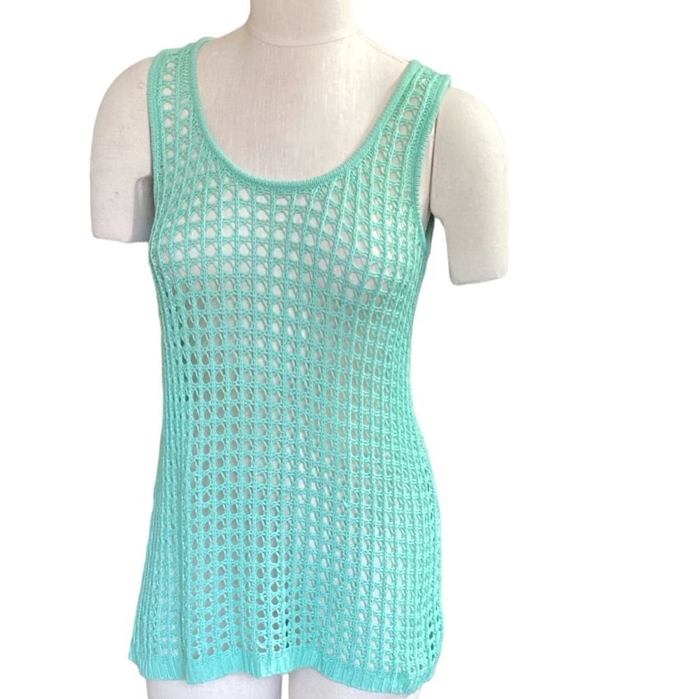 The Limited Open Knit/Mesh/Crochet Tank Top Sz S Green‎ 151J